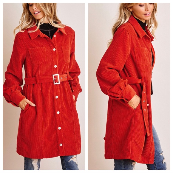 #16 ✨LAST ONE ✨Fabulous Retro Chic Corduroy Trench Jacket - Picture 2 of 4